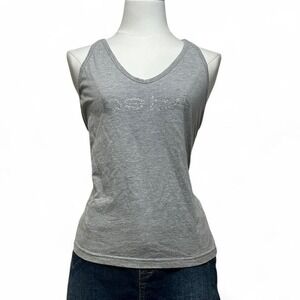 Y2K Bebe Sleepwear Tank Halter Top Rhinestone Logo Womens L